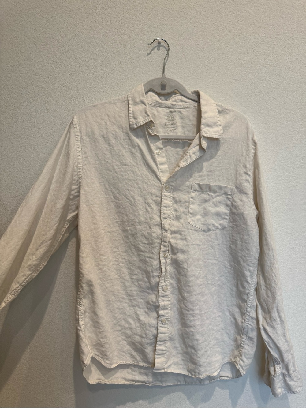 J. Crew cream/white Linen Button-Down Shirt